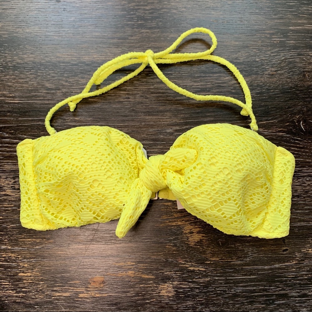 Yellow Crochet Lace Bandeau Bikini Top